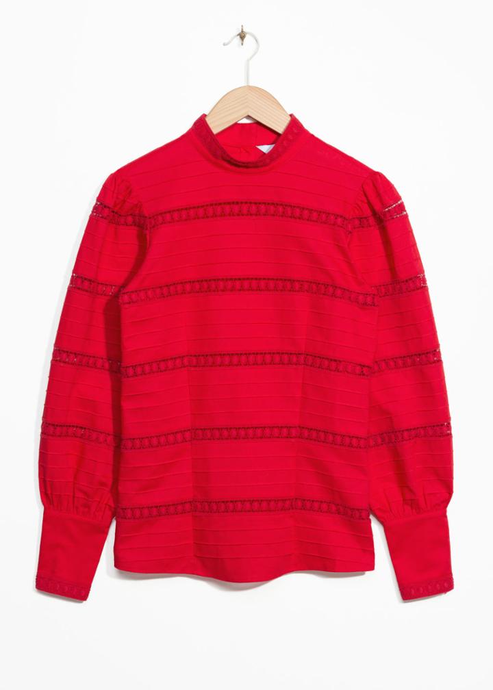 Other Stories Buttoned Back Blouse - Red