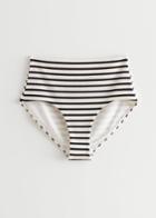 Other Stories Striped High Waist Bikini Bottoms - Black