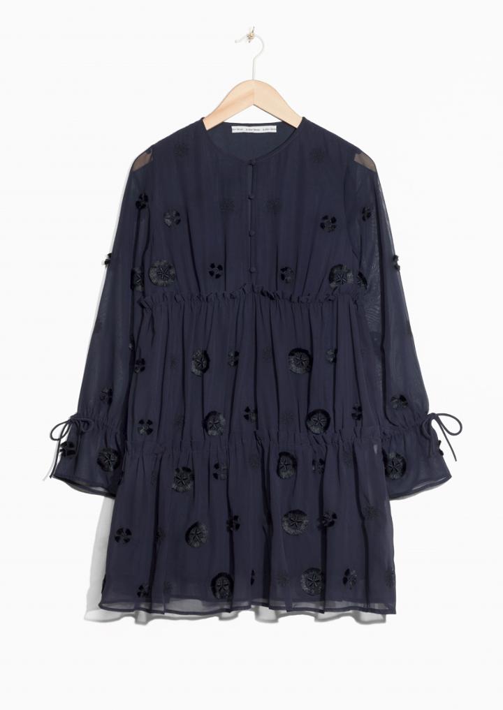 Other Stories Frilled Embroidered Dress