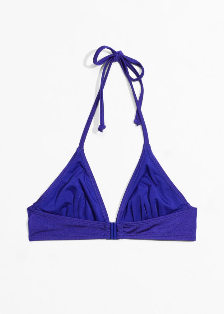 Other Stories Jaguar Print Triangle Bikini Top - Blue