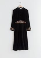 Other Stories Velvet Embroidered Midi Dress - Black