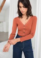 Other Stories Fitted Ribbed Cardigan - Orange
