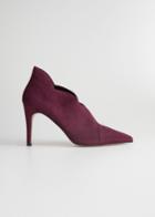 Other Stories Scallop Edge Suede Pumps - Red