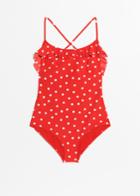 Other Stories Ruffle Dotted Swimsuit - Red