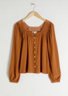 Other Stories Cropped Lace Trim Peasant Blouse - Orange