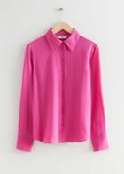 Other Stories Shell Button Silk Blouse - Pink