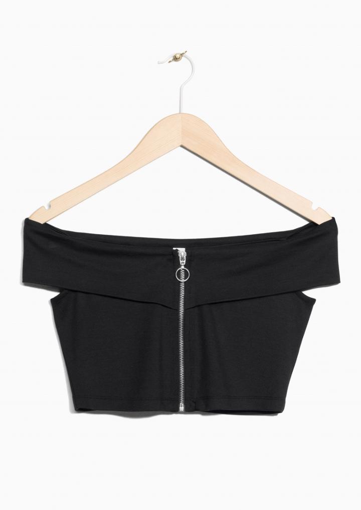 Other Stories Off Shoulder Zip Crop Top