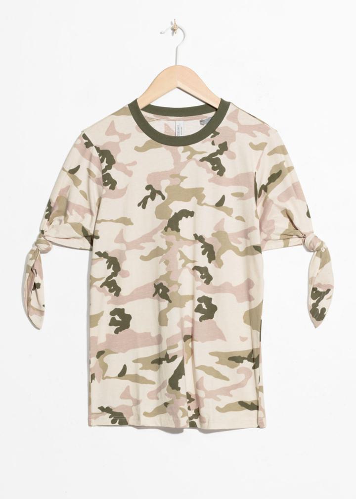 Other Stories Tie Sleeve T-shirt - Beige