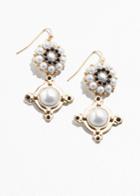 Other Stories Hanging Pearl Earrings - White
