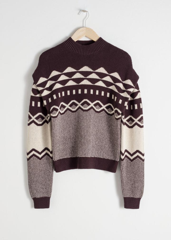 Other Stories Graphic Cotton Knit Sweater - Brown