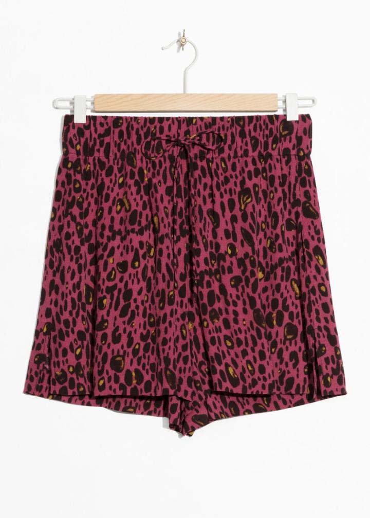 Other Stories Abstract Leopard Print Shorts - Red
