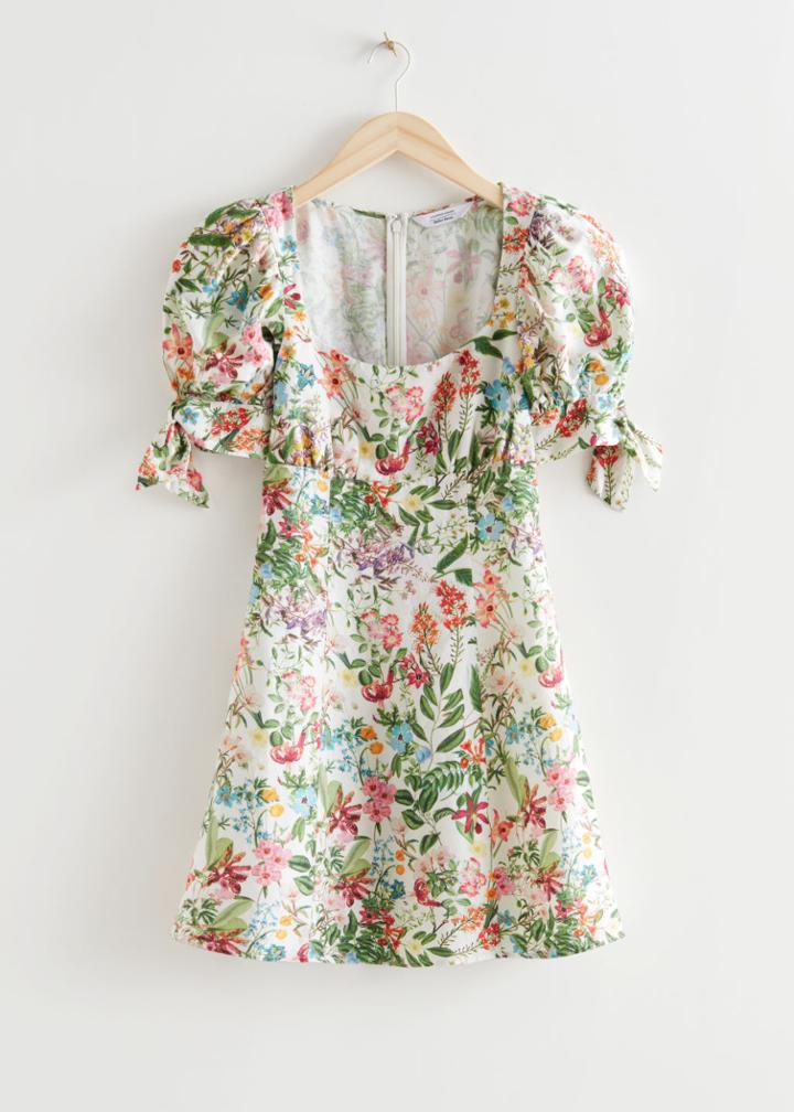 Other Stories Printed Square Neck Mini Dress - Green