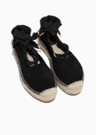 Other Stories Suede Ribbon Lace-up Espadrilles - Black