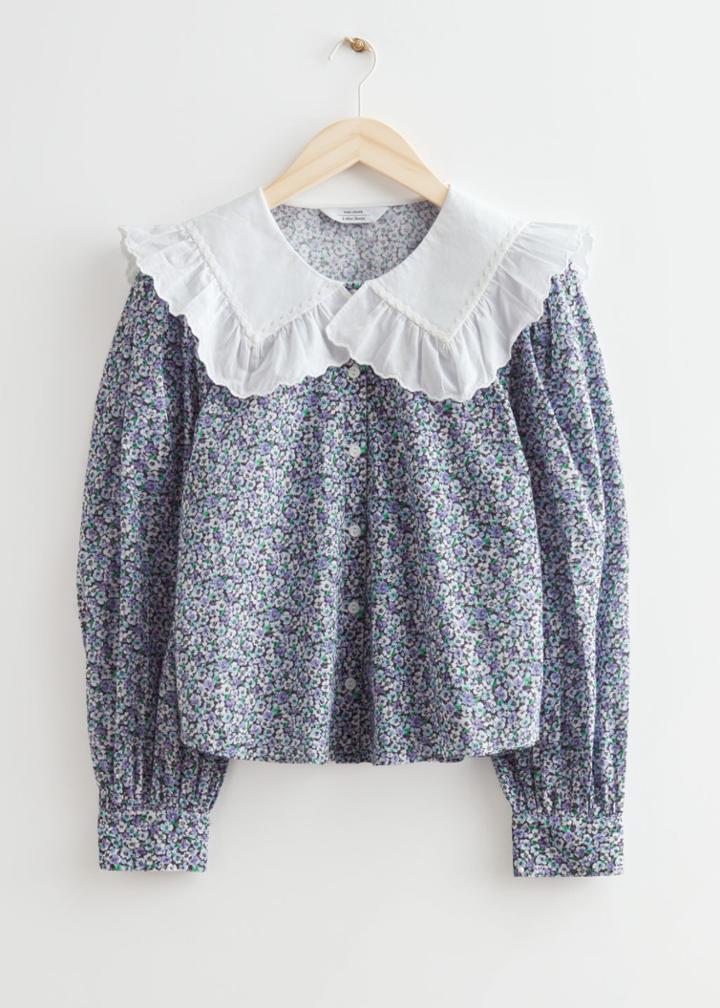 Other Stories Printed Statement Collar Blouse - Blue