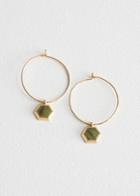 Other Stories Hexagon Charm Hoops - Green