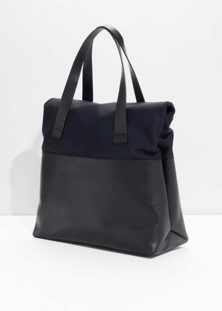 Other Stories Scuba Leather Tote - Black