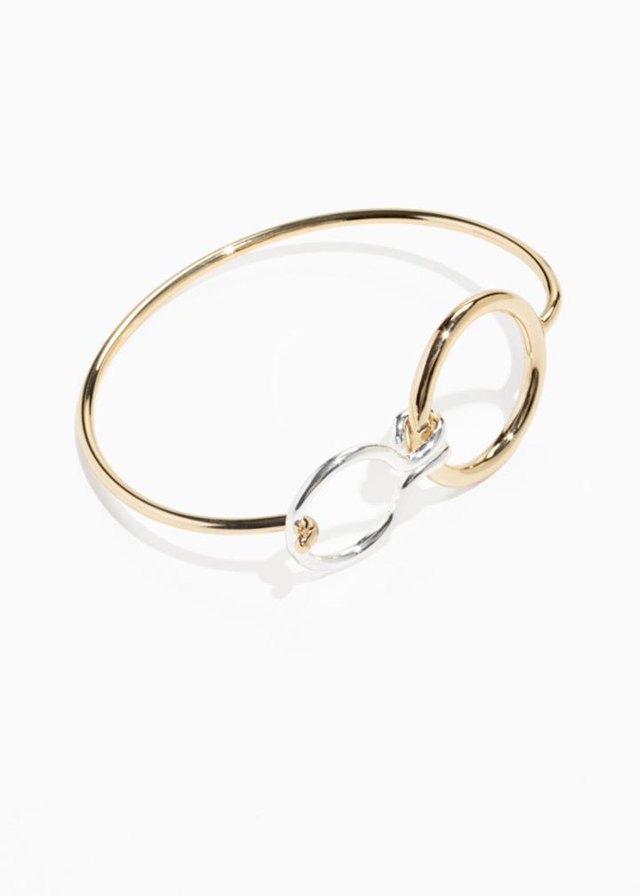 Other Stories Mixed Metal Circle Cuff - Gold