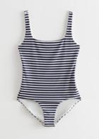 Other Stories Striped Jacquard Swimsuit - Blue