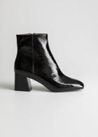 Other Stories Patent Square Toe Ankle Boots - Black