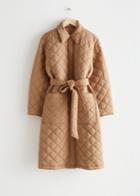 Other Stories Belted Diamond Quilted Coat - Beige
