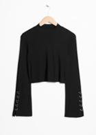 Other Stories Cropped Bell Sleeve Top - Black