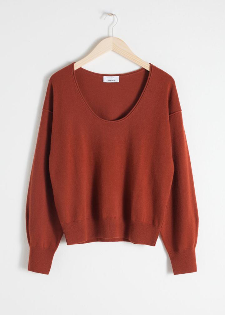 Other Stories Scoop Neck Cashmere Sweater - Orange