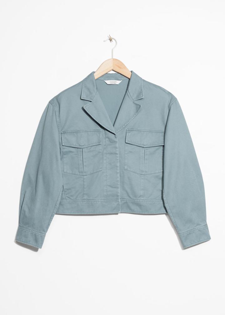 Other Stories Cropped Utilitarian Jacket - Turquoise