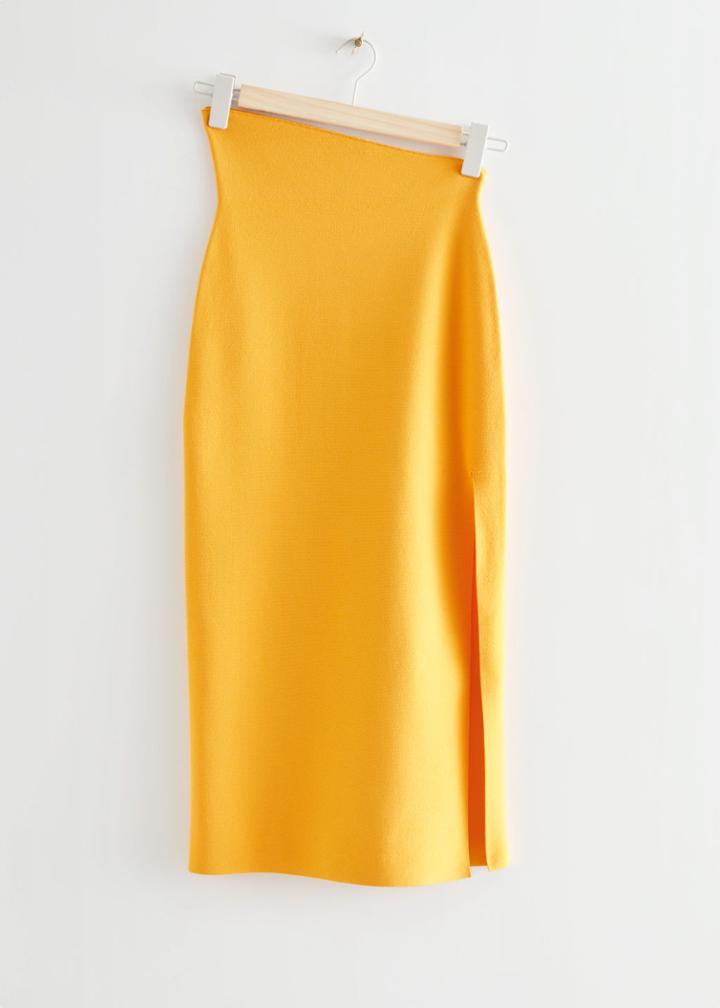 Other Stories Fitted Asymmetric Midi Skirt - Yellow