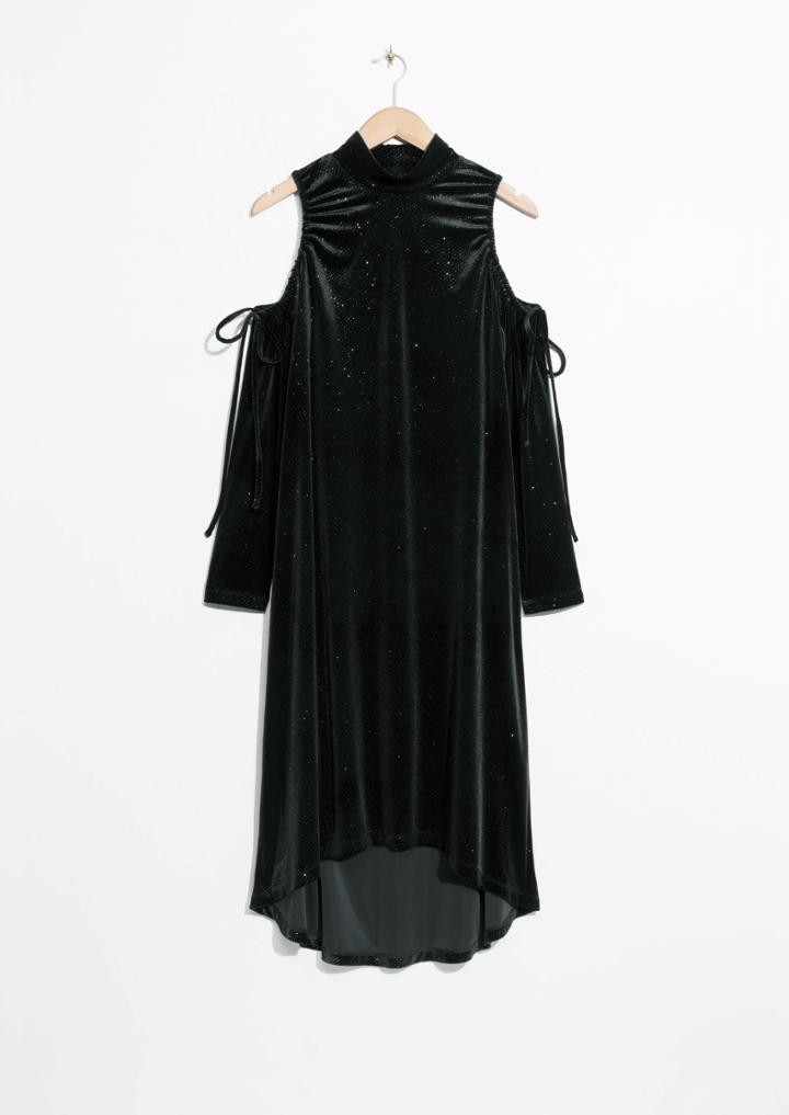 Other Stories Velour Cut-out Shoulders Dress