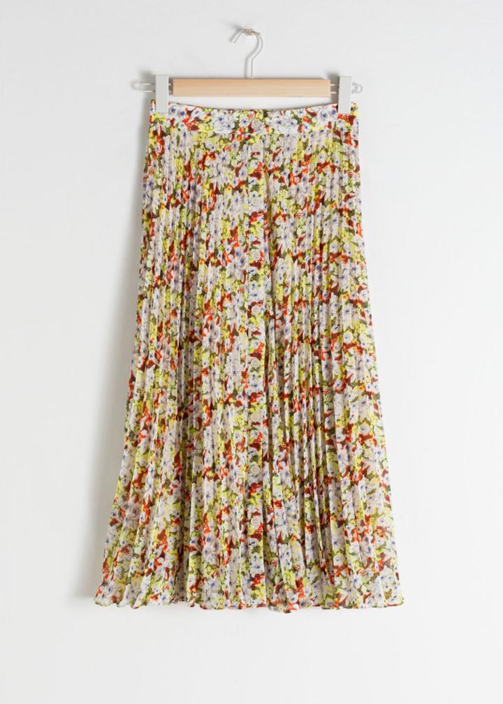 Other Stories Pleated Midi Skirt - Yellow