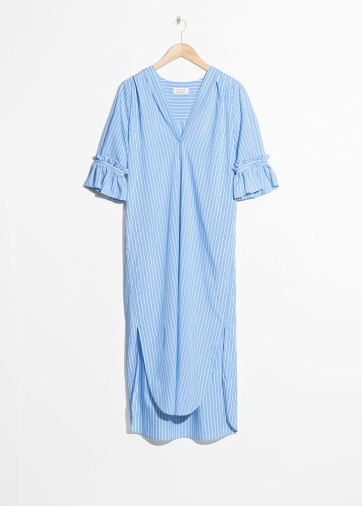 Other Stories Frill Sleeve Shirt Dress - Blue