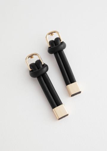 Other Stories Larks Head Knot Earrings - Black