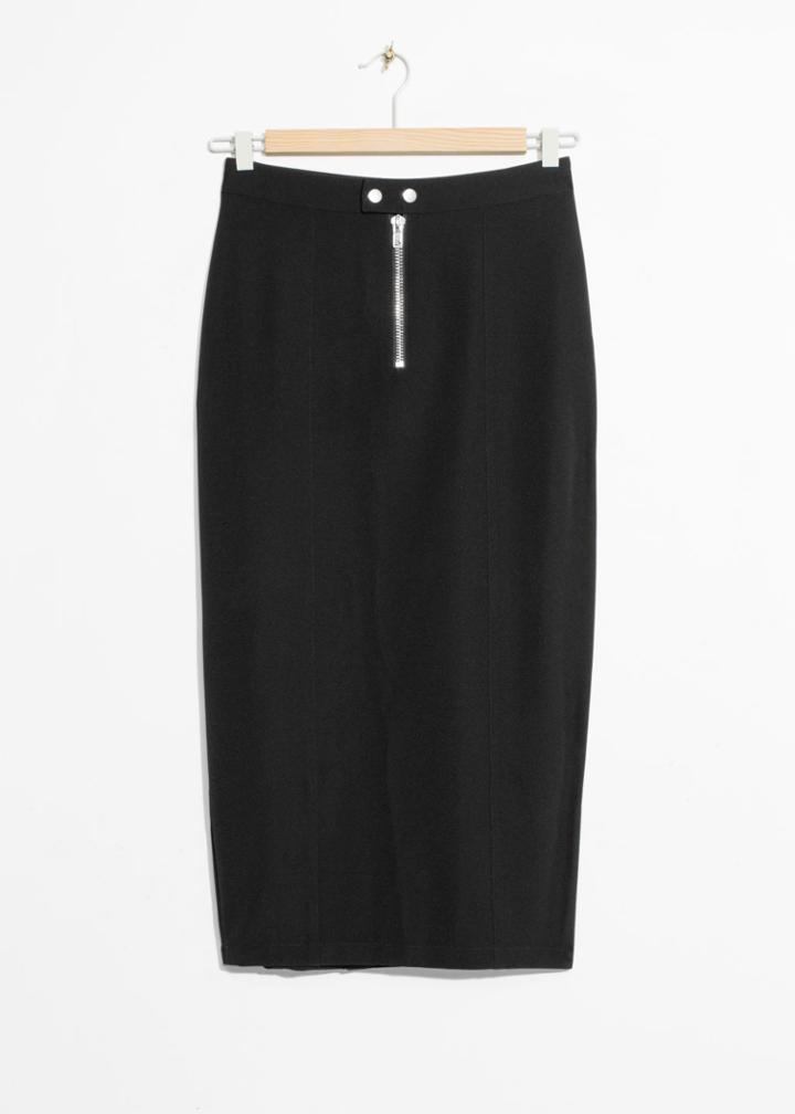 Other Stories Zip Pencil Skirt - Black