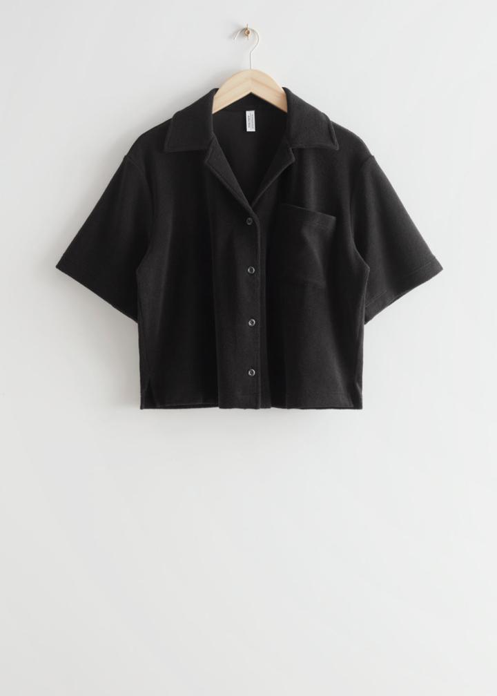 Other Stories Boxy Terry Shirt - Black