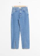 Other Stories Front Slit Cropped Denim - Blue
