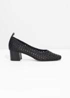 Other Stories Square Toe Woven Heels - Black