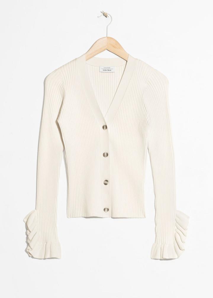 Other Stories Ruffle Cuff Cardigan - White