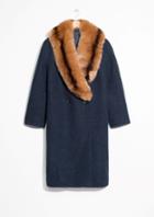 Other Stories Removable Faux Fur Collar Coat