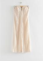 Other Stories Crinkled Corset Midi Dress - Beige