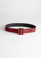 Other Stories Square Buckle Suede Belt - Red
