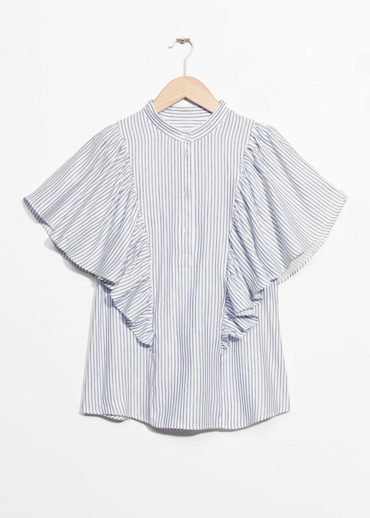 Other Stories Flounce Cotton Top - Grey