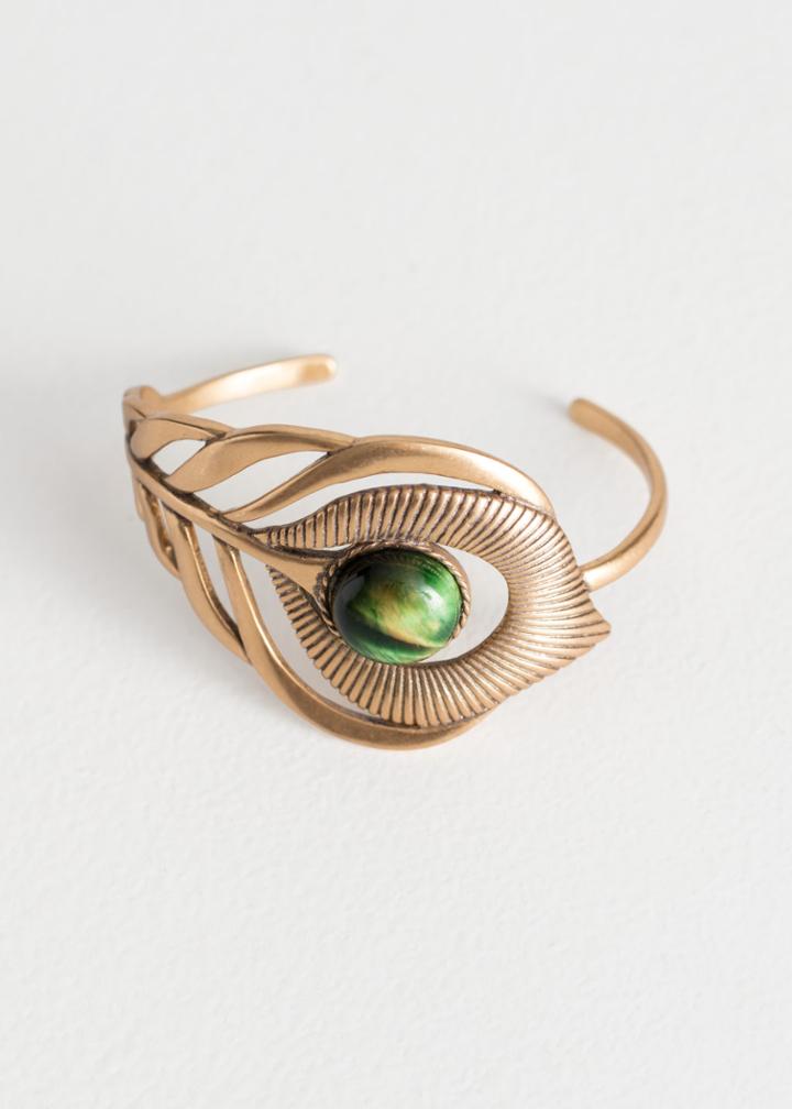 Other Stories Cutout Feather Arm Cuff - Gold