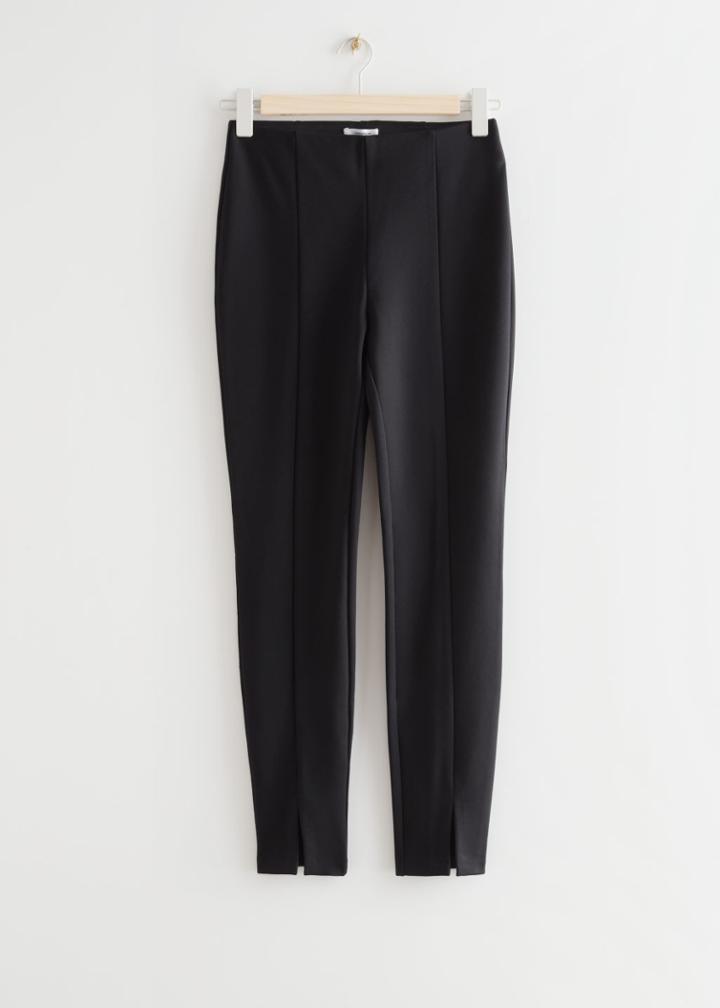 Other Stories Front Slit Leggings - Black