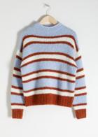 Other Stories Striped Mock Neck Wool Blend Sweater - Blue