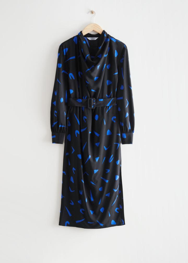 Other Stories Cowl Neck Midi Dress - Black