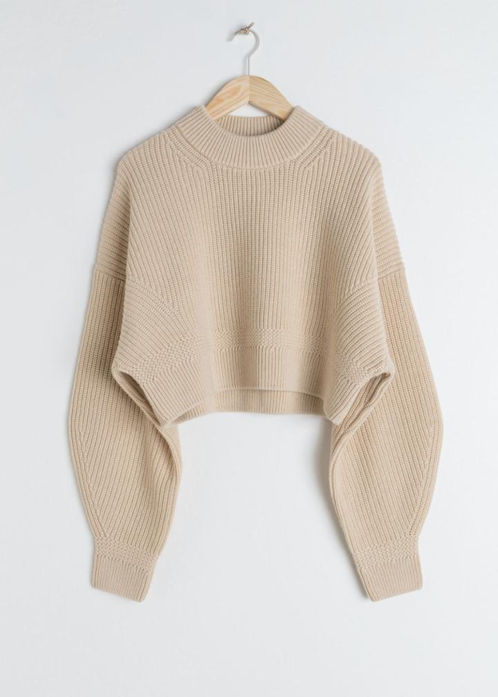Other Stories Cropped Wool Blend Sweater - Beige