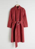 Other Stories Betled Cotton Twill Trenchcoat - Orange