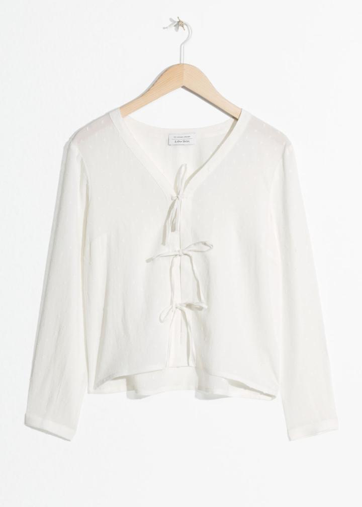 Other Stories Trio Tie Blouse - White