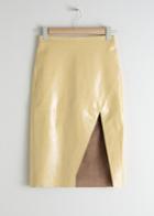 Other Stories Leather Midi Pencil Skirt - Yellow