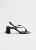 Other Stories Strappy Block Heel Leather Sandals - Black